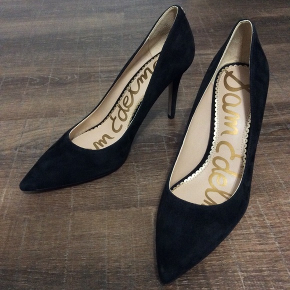Sam Edelman Shoes - NEW Sam Edelman Hazel Black Suede Pointed Heels 8